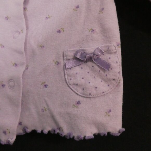 VITAMINS BABY | P2P 10 inches measured | Lilac Baby Cardigan With Floral Accents - Picture 8 of 14
